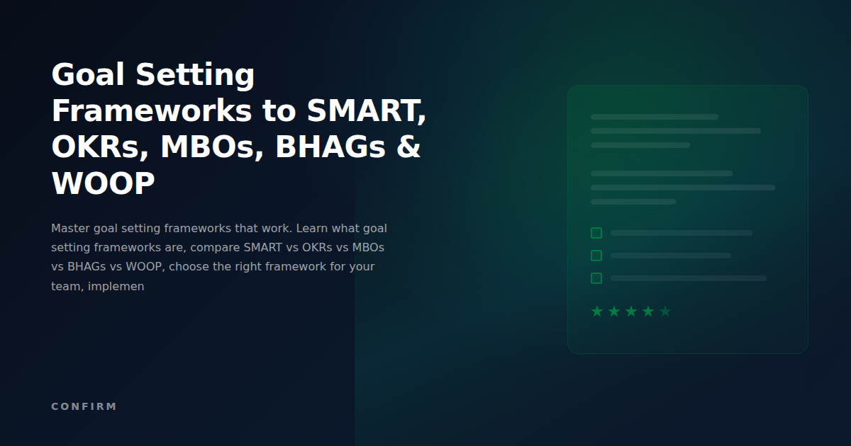 Goal Setting Frameworks: Complete Guide to SMART, OKRs, MBOs, BHAGs & WOOP