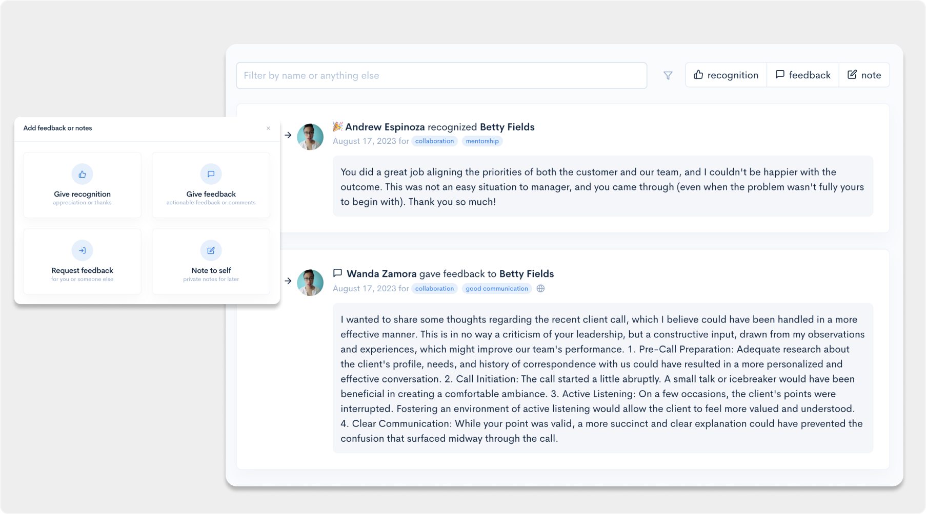 Create clear channels for recognition and feedback