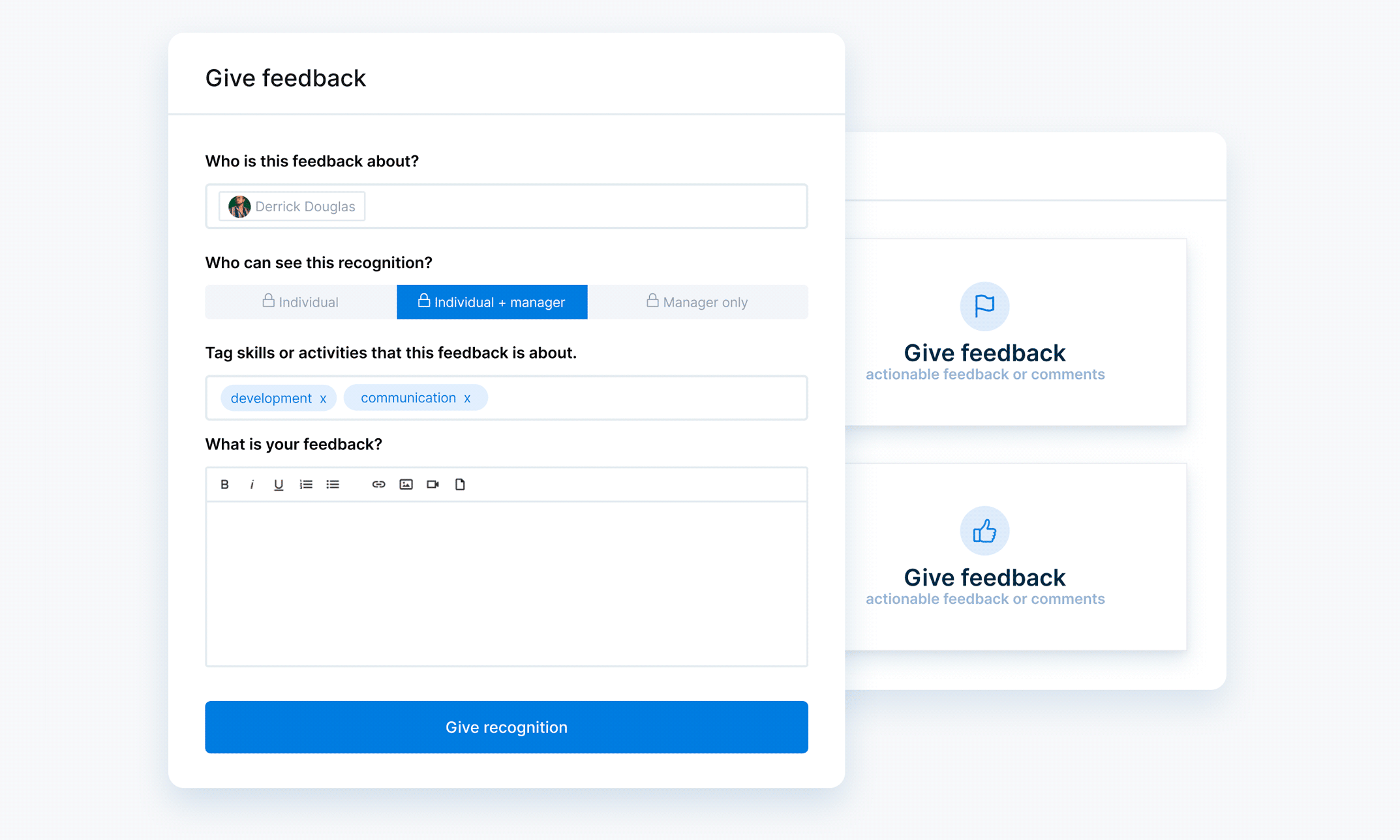 Continuous feedback interface