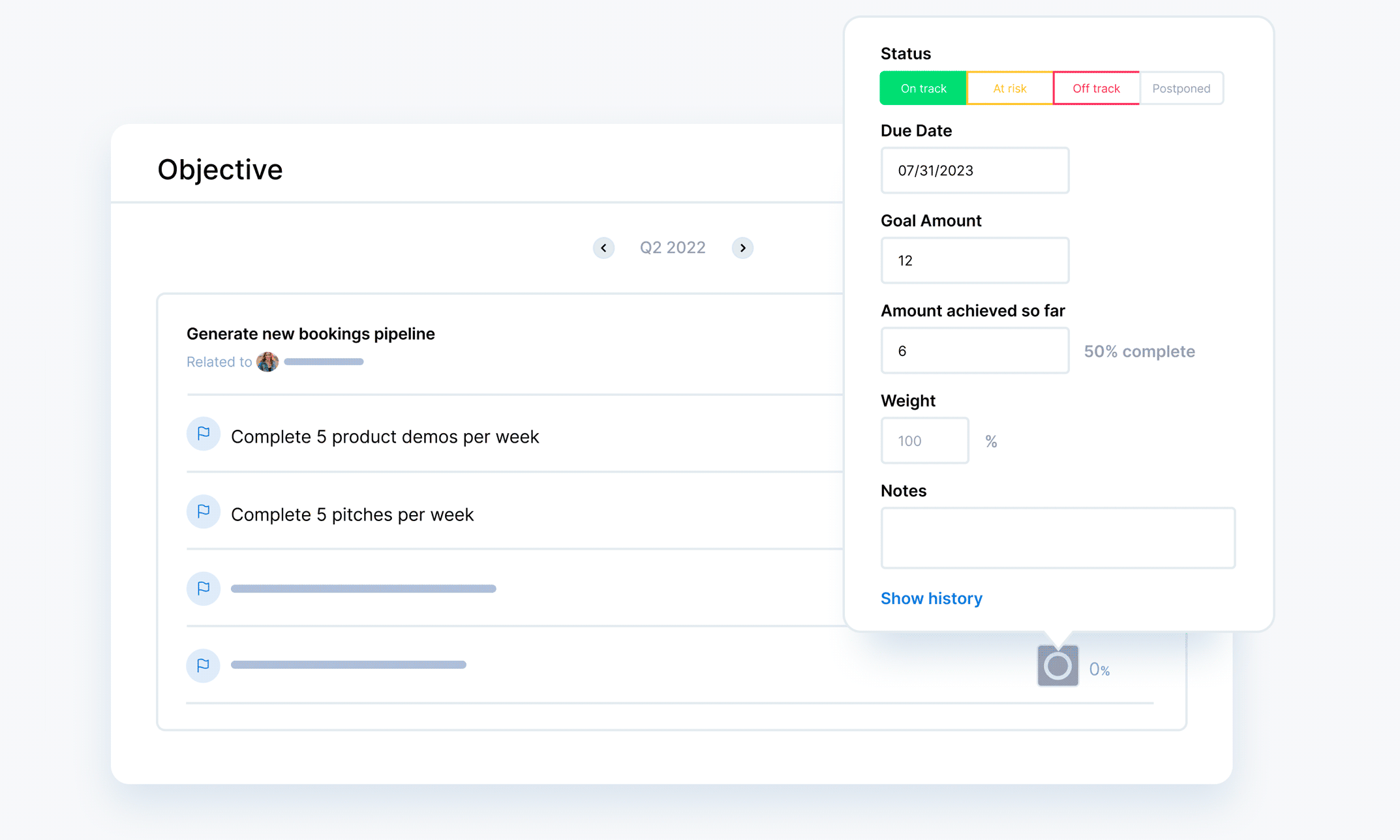 OKRs and goals tracking