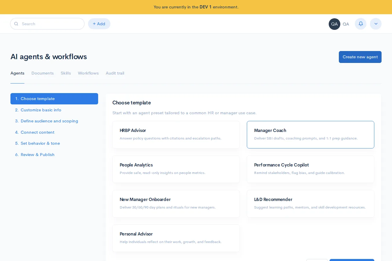 Confirm AI coaching agents interface