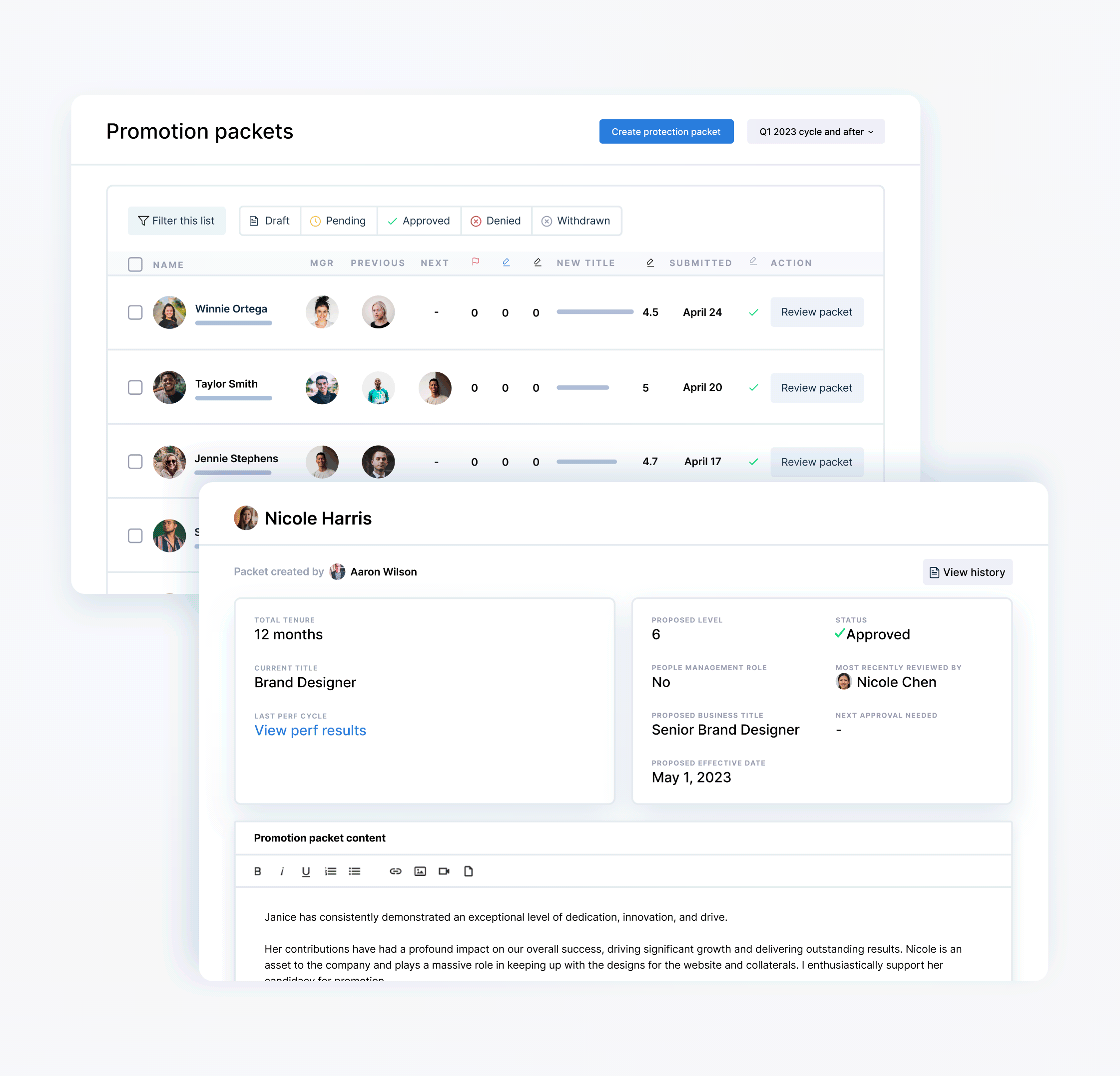 Manager effectiveness dashboard showing retention risk predictions and high-performer flight risk indicators based on ONA network changes