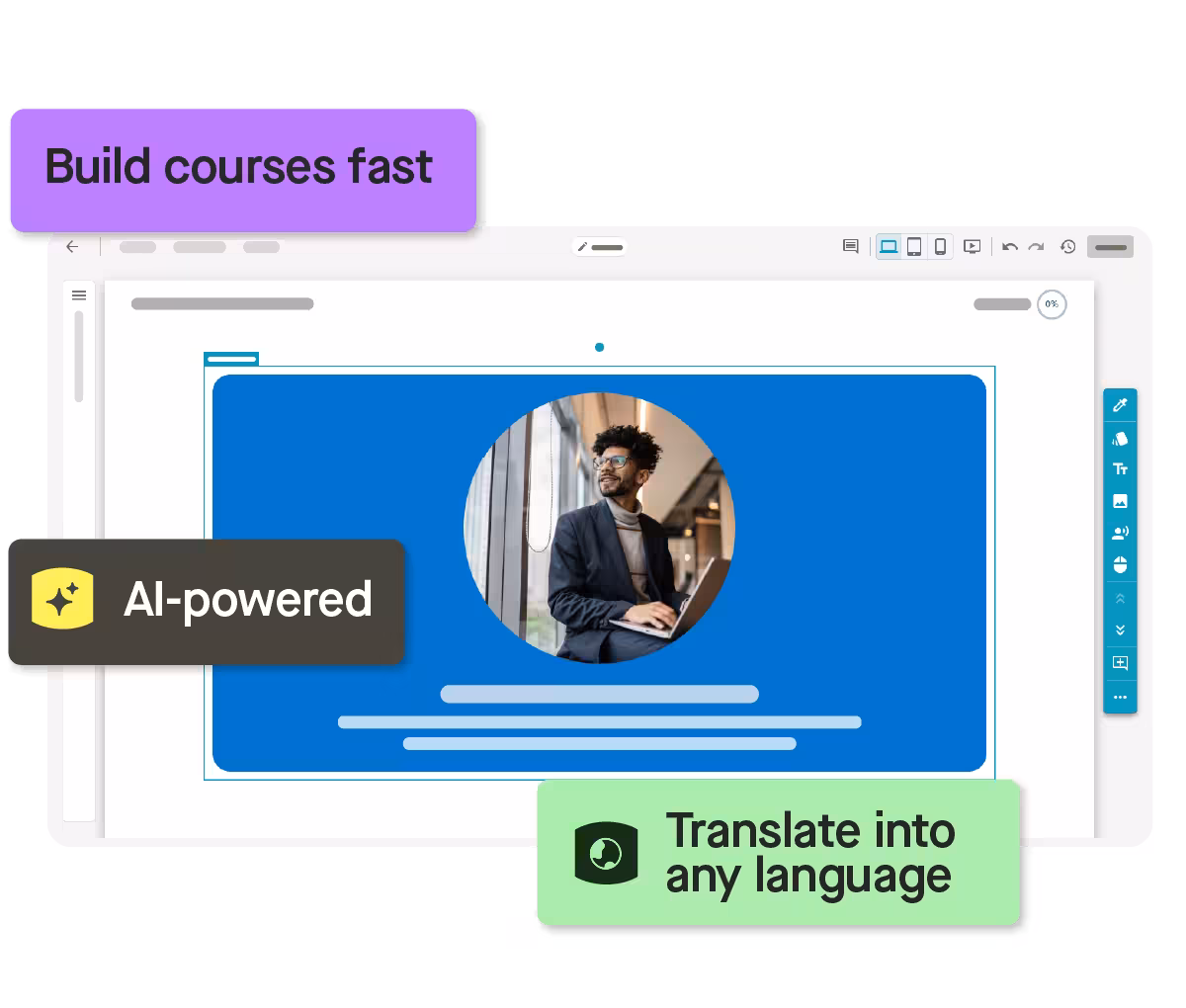 Course creation interface with AI features.