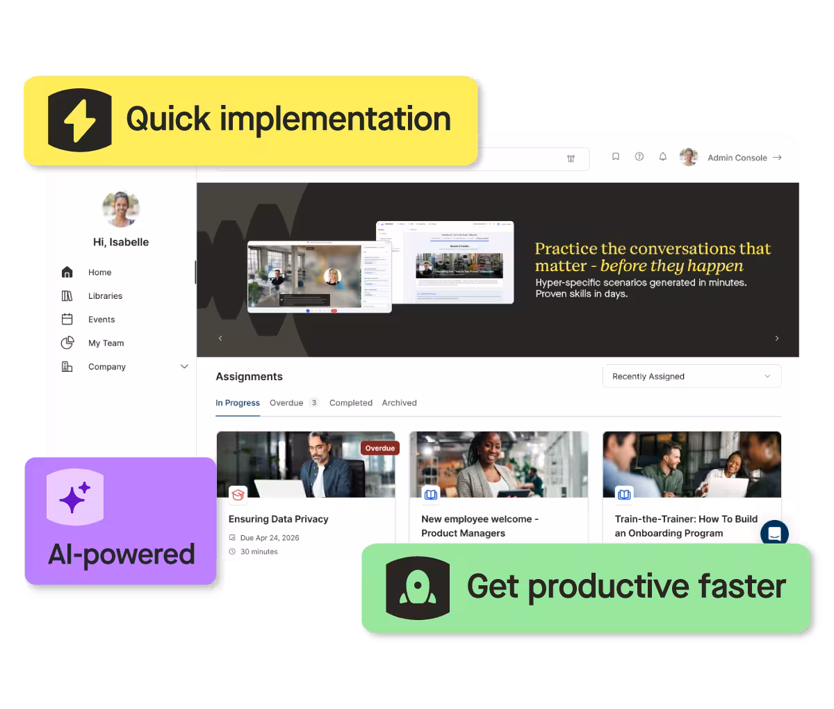 User-friendly dashboard with productivity tools