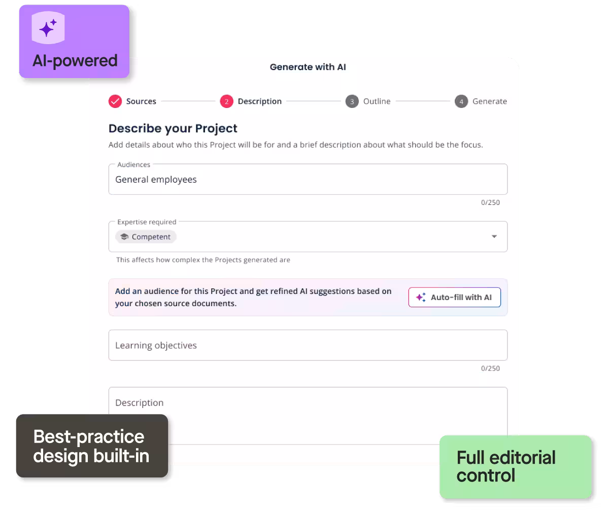 AI-powered project description interface