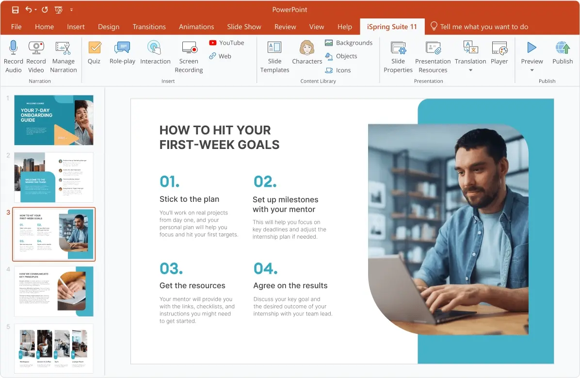 iSpring authoring suite interface