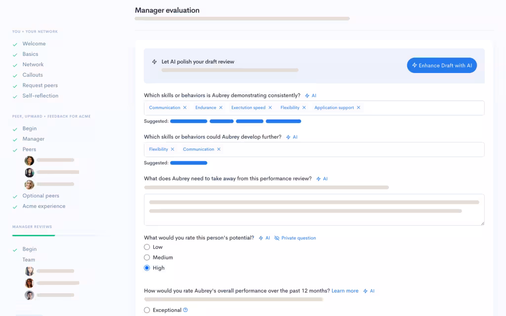 landscape perform manager evaluation