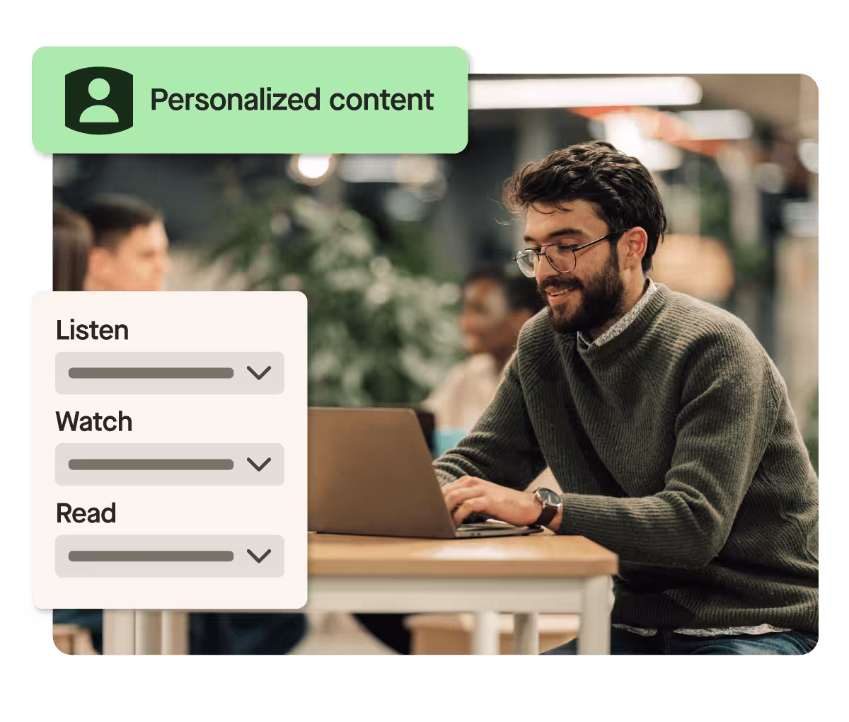 Man engaging with personalised digital content.