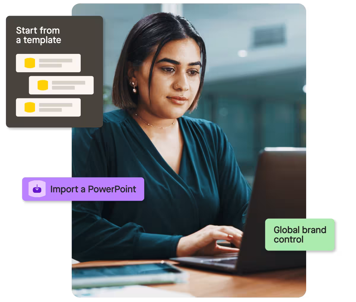 woman using powerpoint import templates