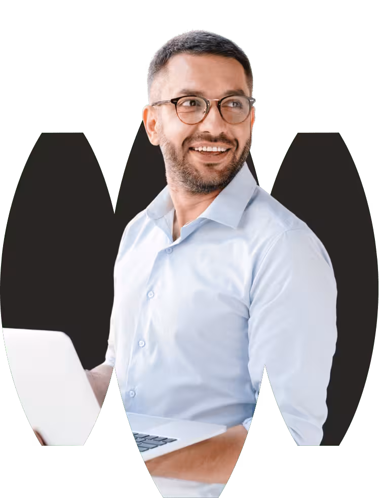 Scale up man with glasses